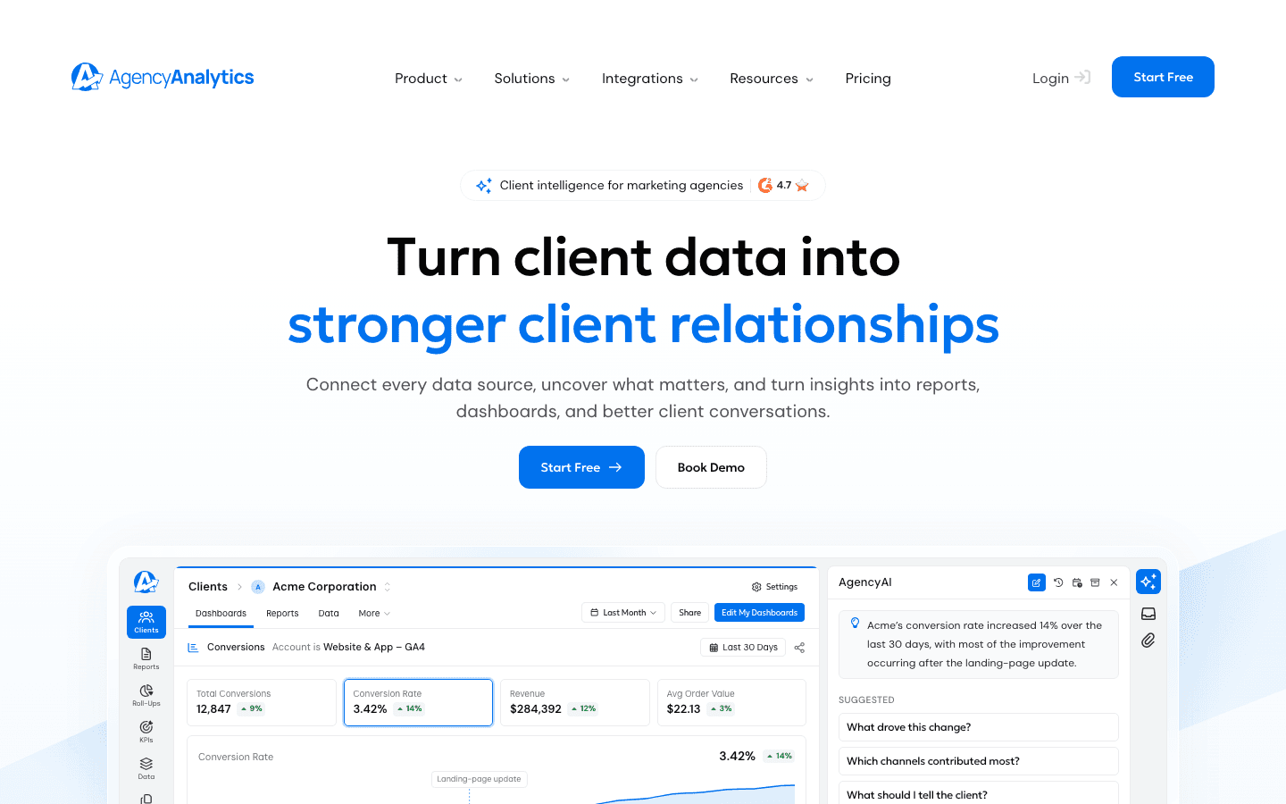 AgencyAnalytics homepage