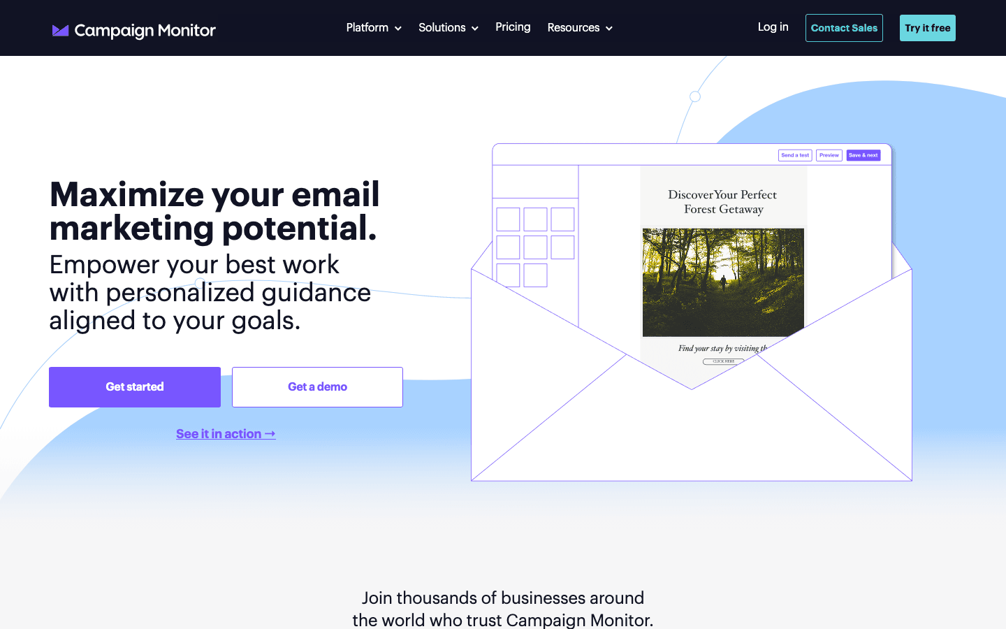 Campaign Monitor homepage