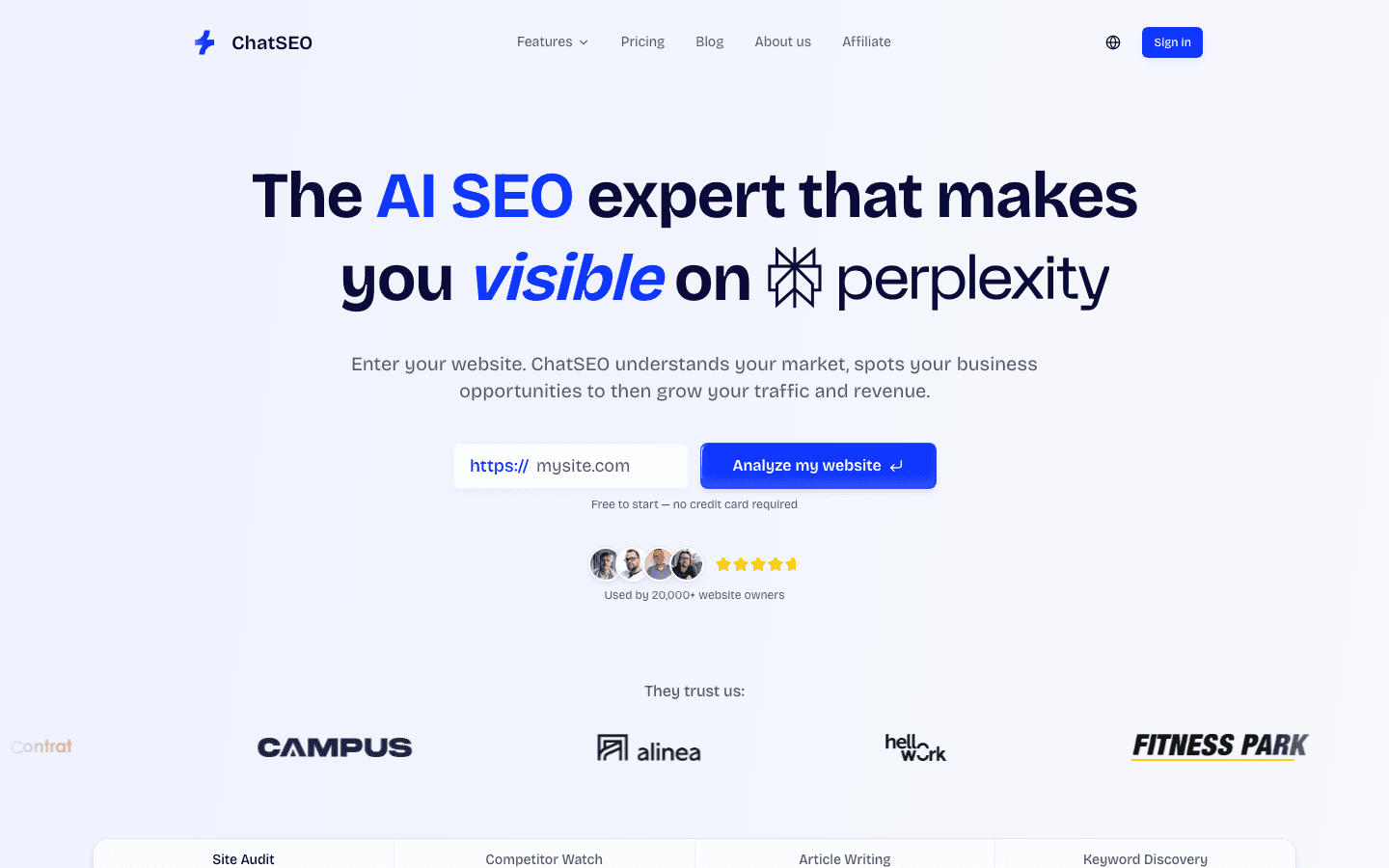 ChatSEO homepage
