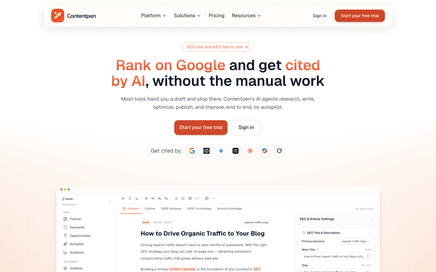 ContentPen homepage