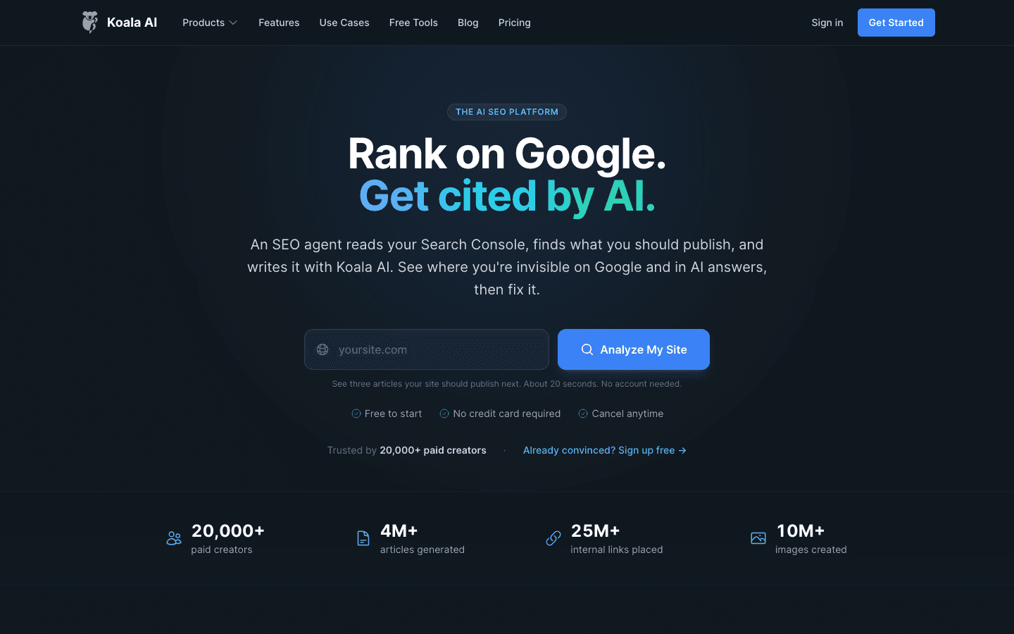 Koala AI homepage