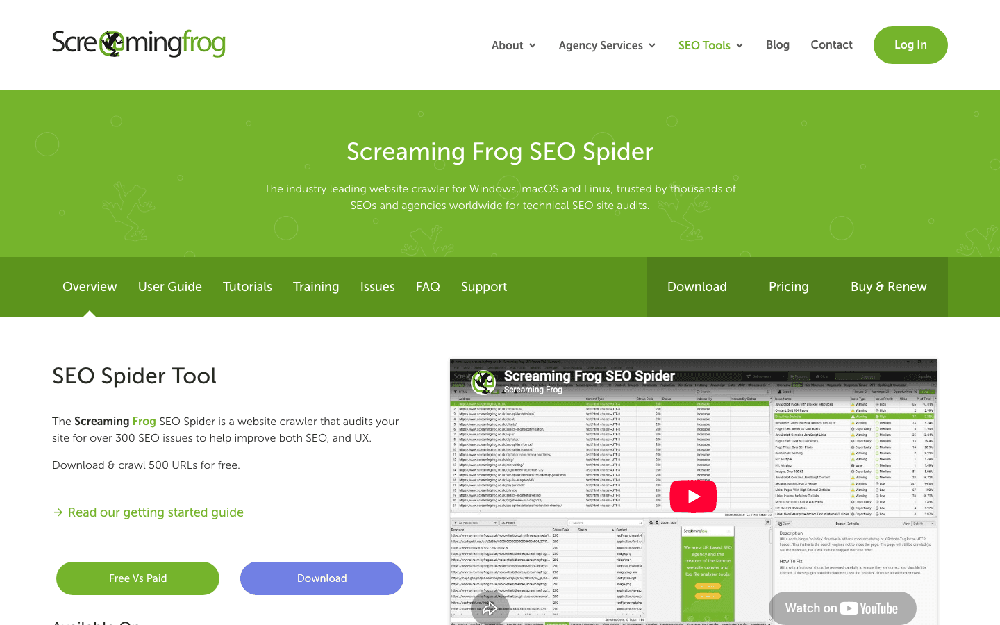 Screaming Frog homepage