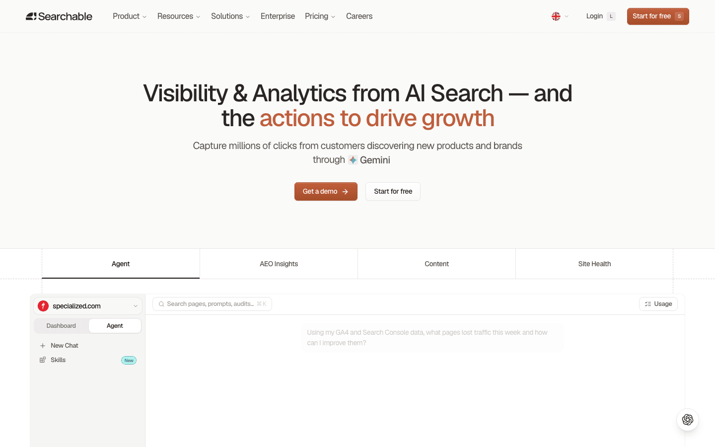 Searchable homepage