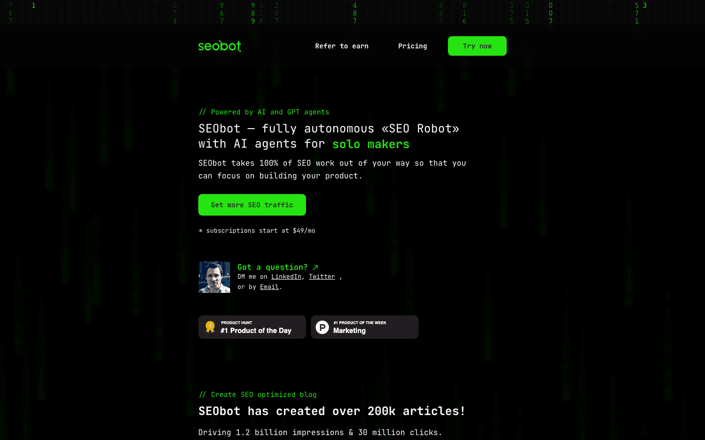 SEObot homepage