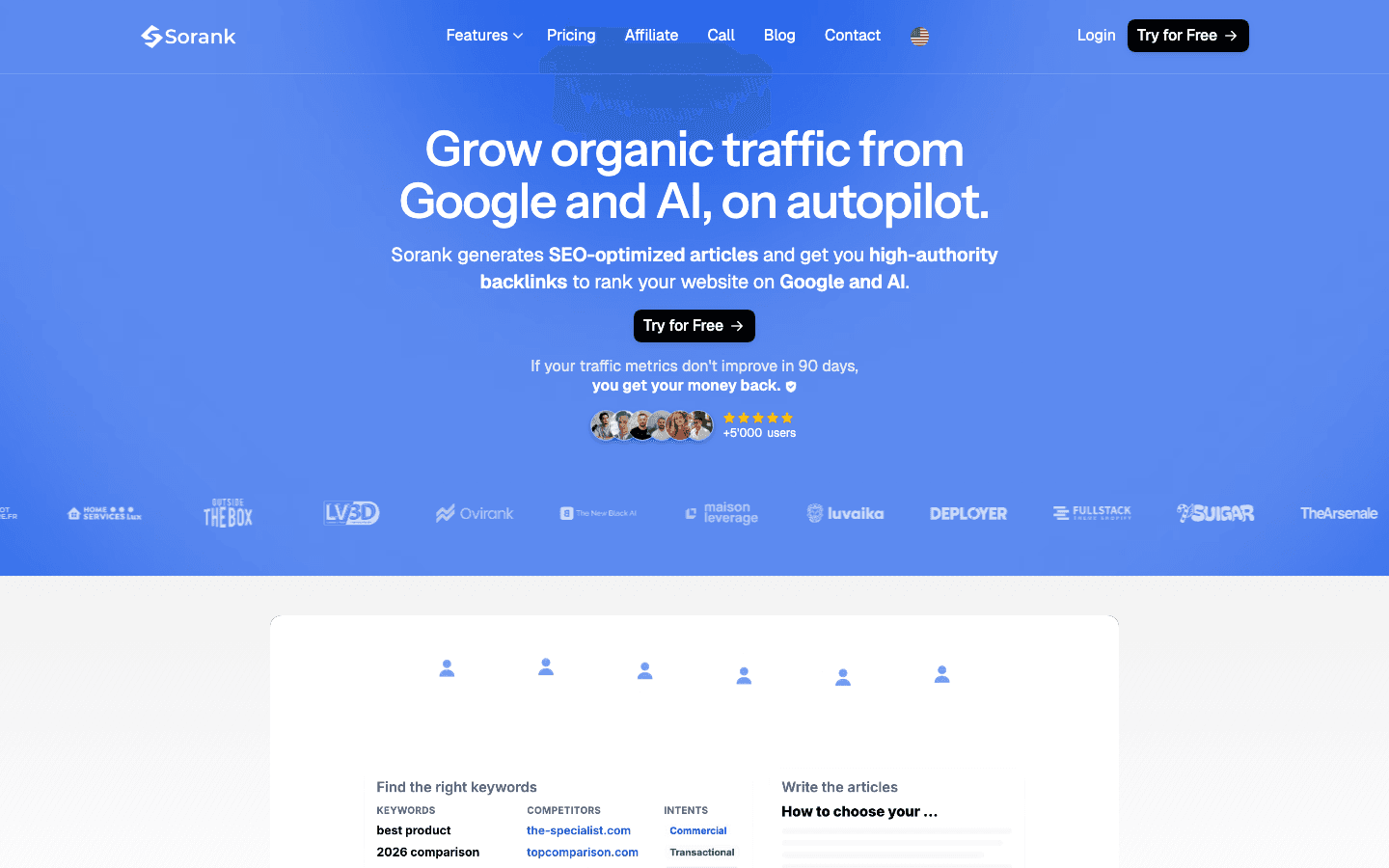 SoRank homepage
