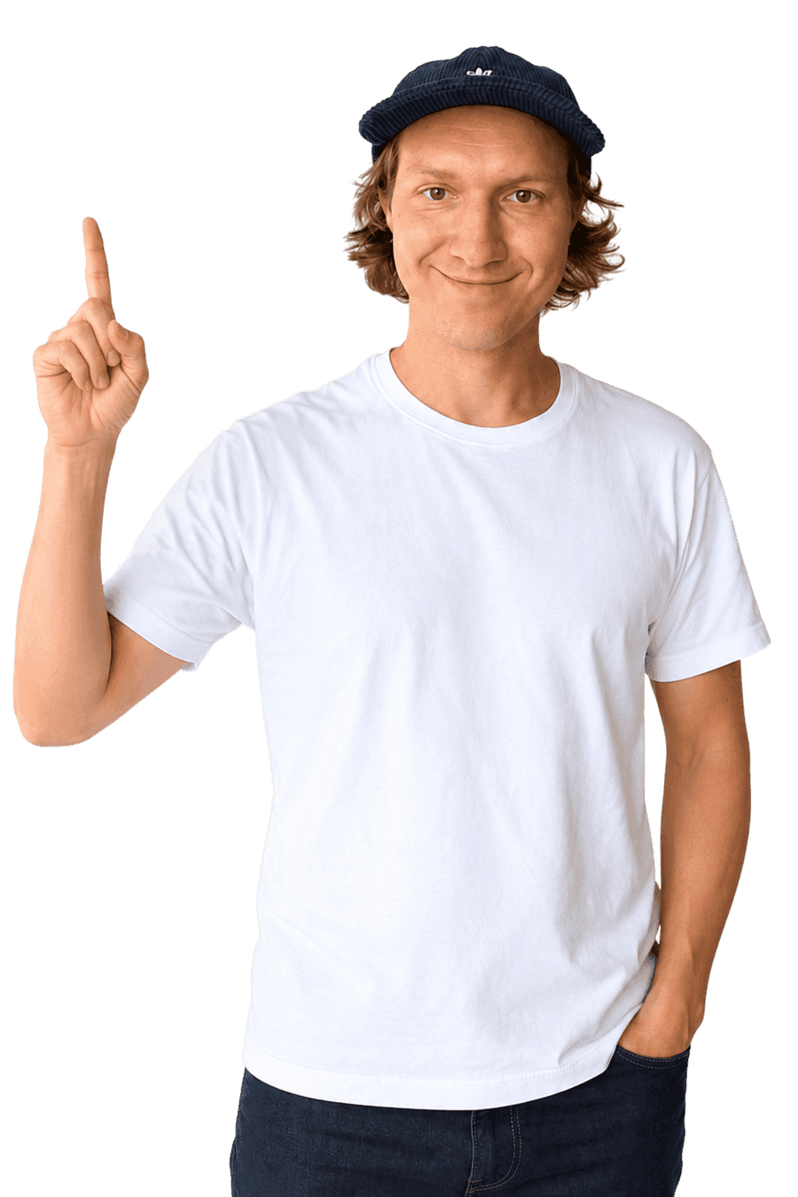 Joonas Rotko, the marketer behind That Marketing Buddy, pointing at the Claude logo