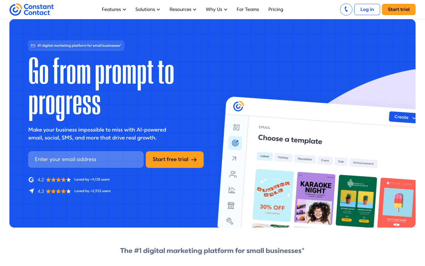 Constant Contact homepage