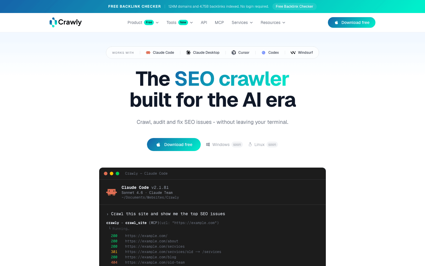 Crawly homepage