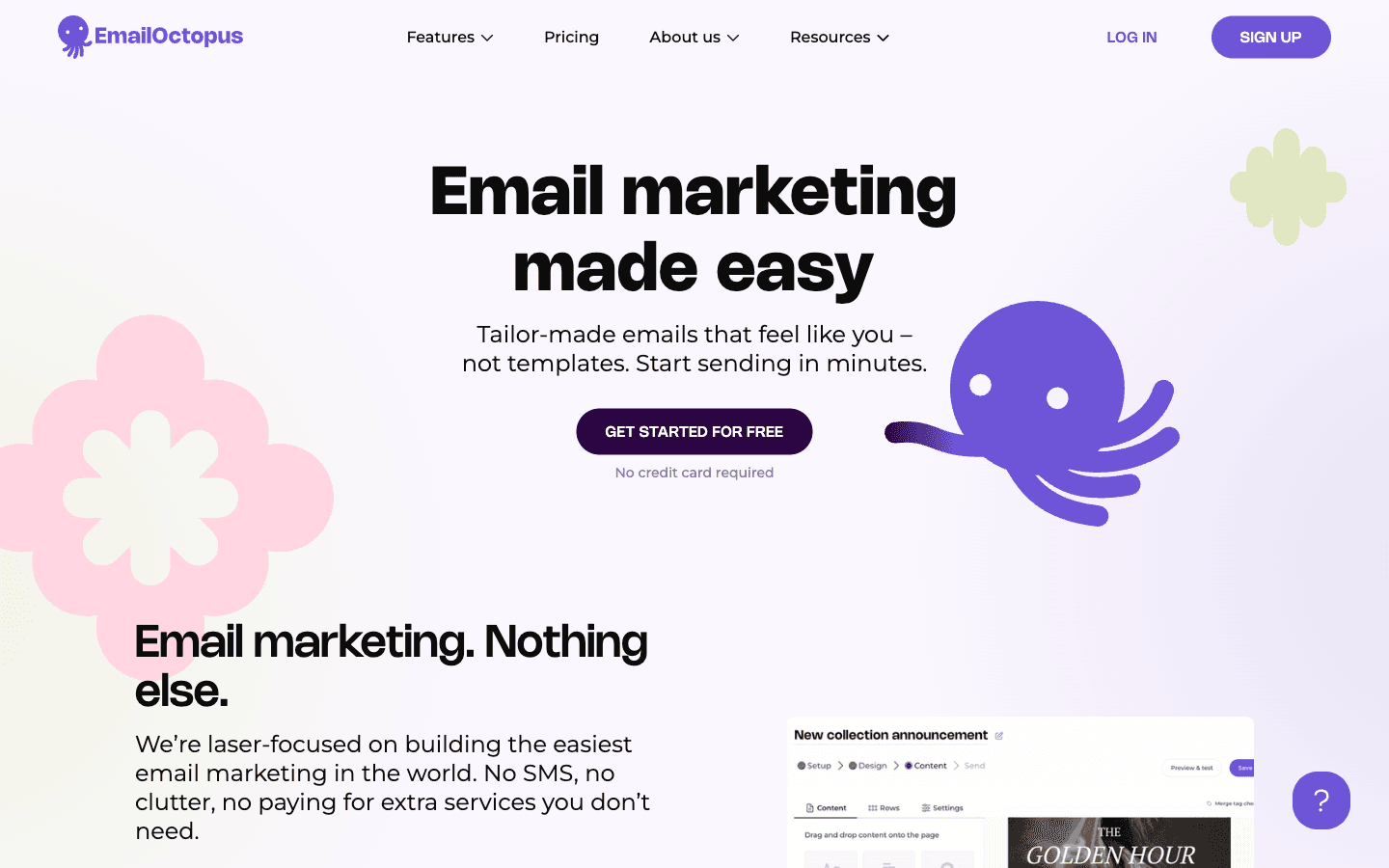 EmailOctopus homepage