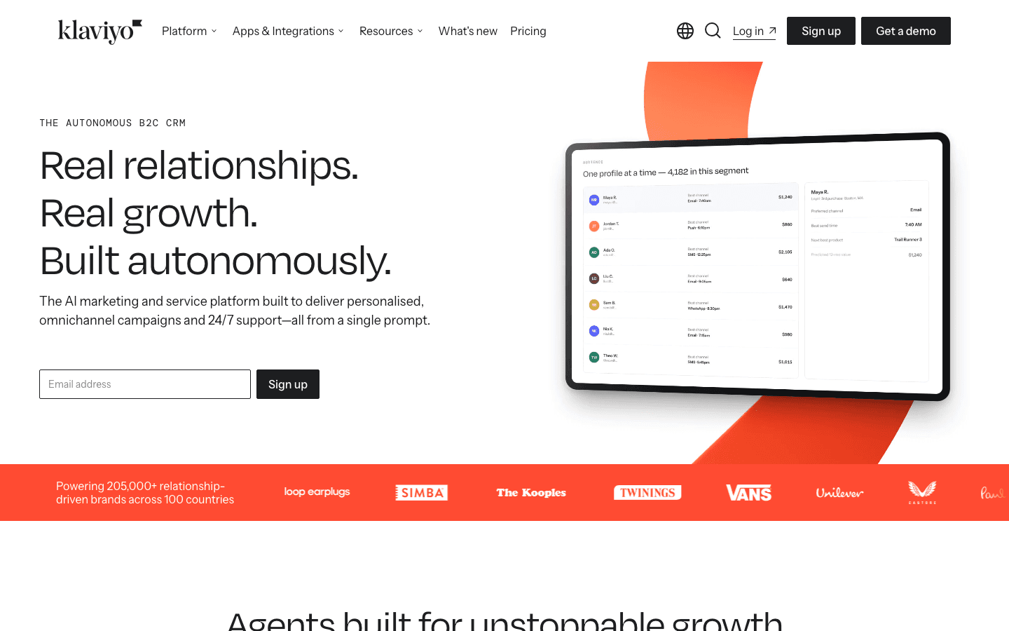 Klaviyo homepage
