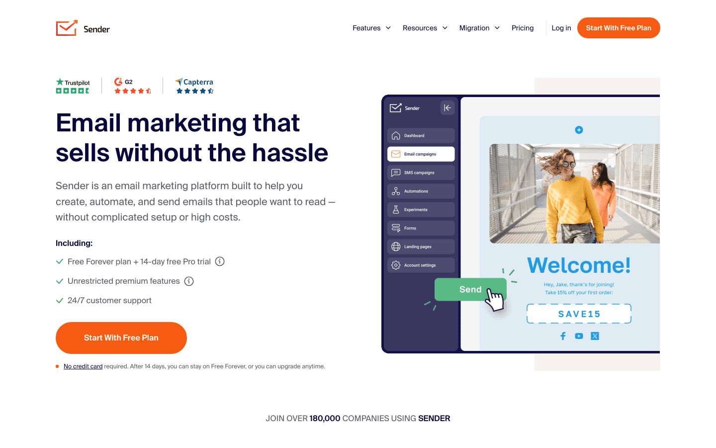 Sender homepage