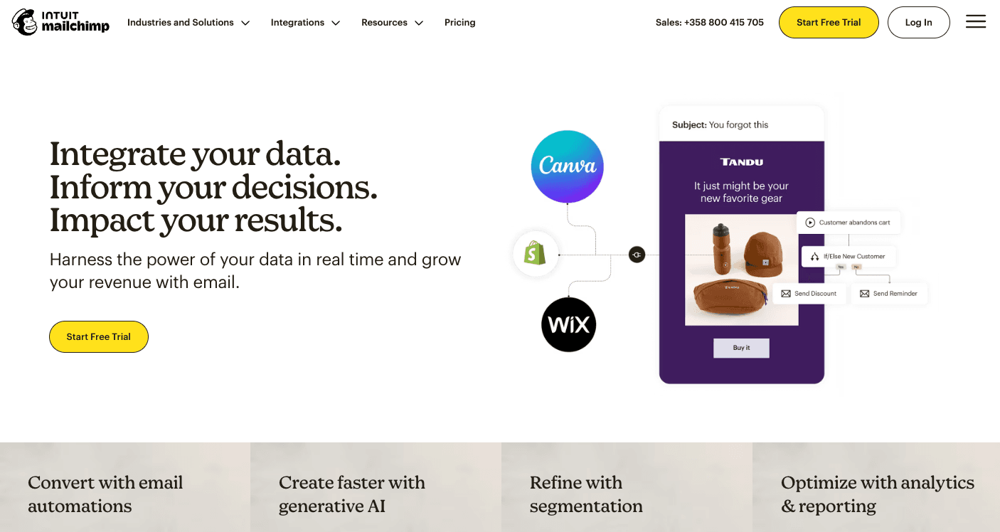 Mailchimp dashboard screenshot