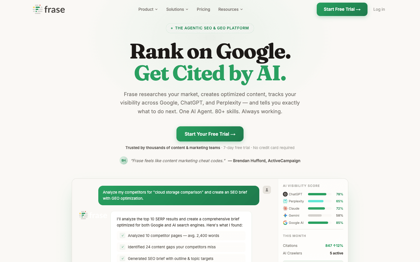 Frase dashboard screenshot