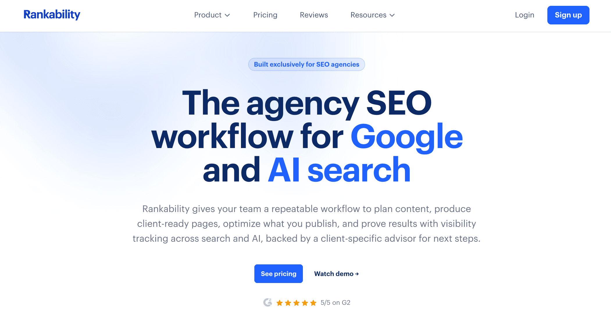Rankability dashboard screenshot