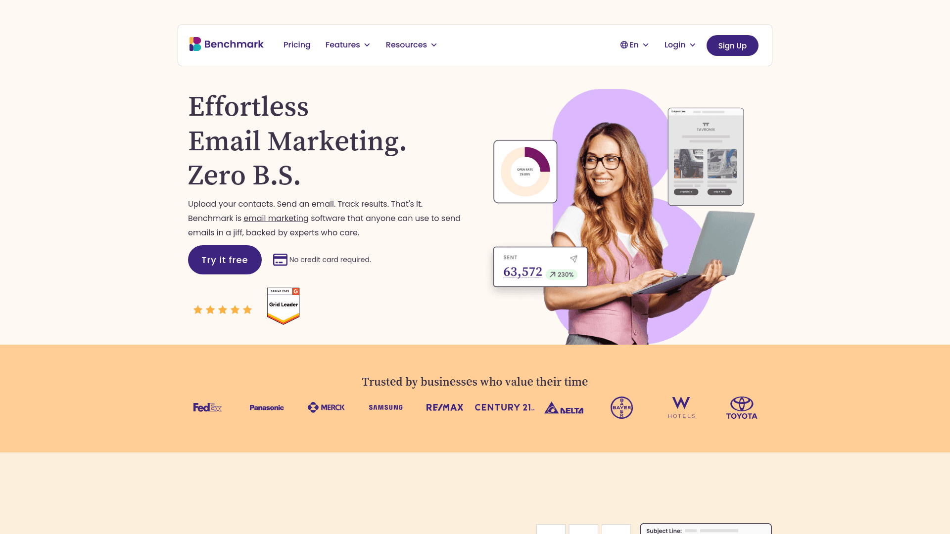Benchmark Email dashboard screenshot