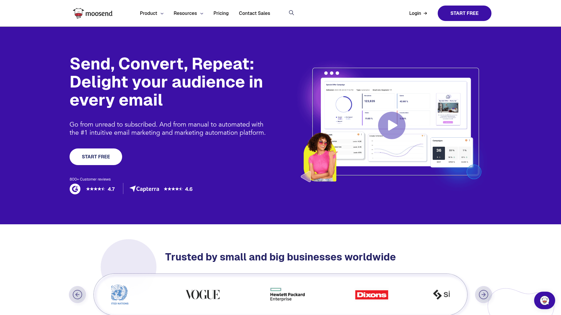 Moosend dashboard screenshot