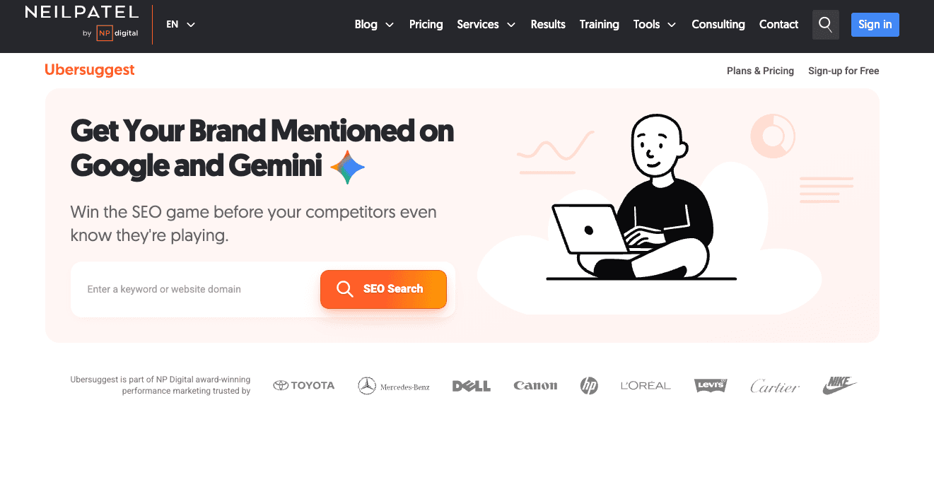 Ubersuggest dashboard screenshot