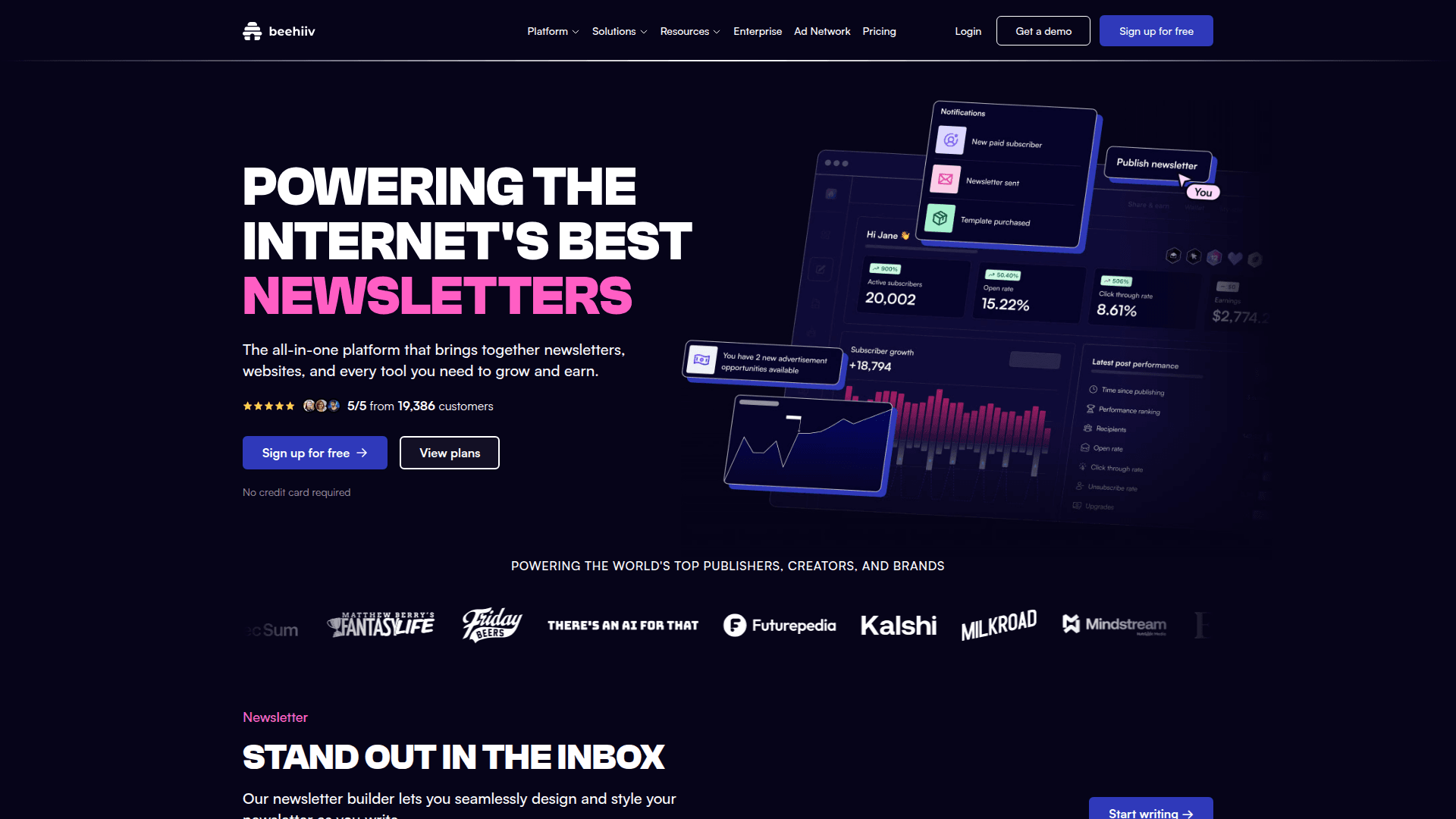 beehiiv dashboard screenshot