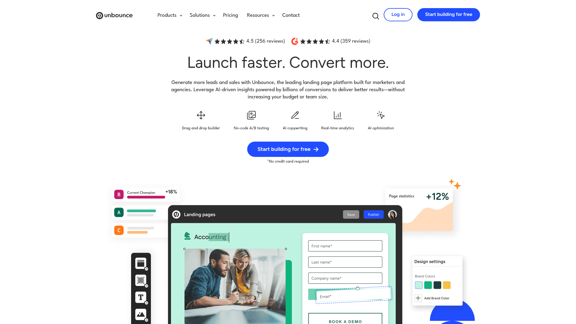 Unbounce dashboard screenshot
