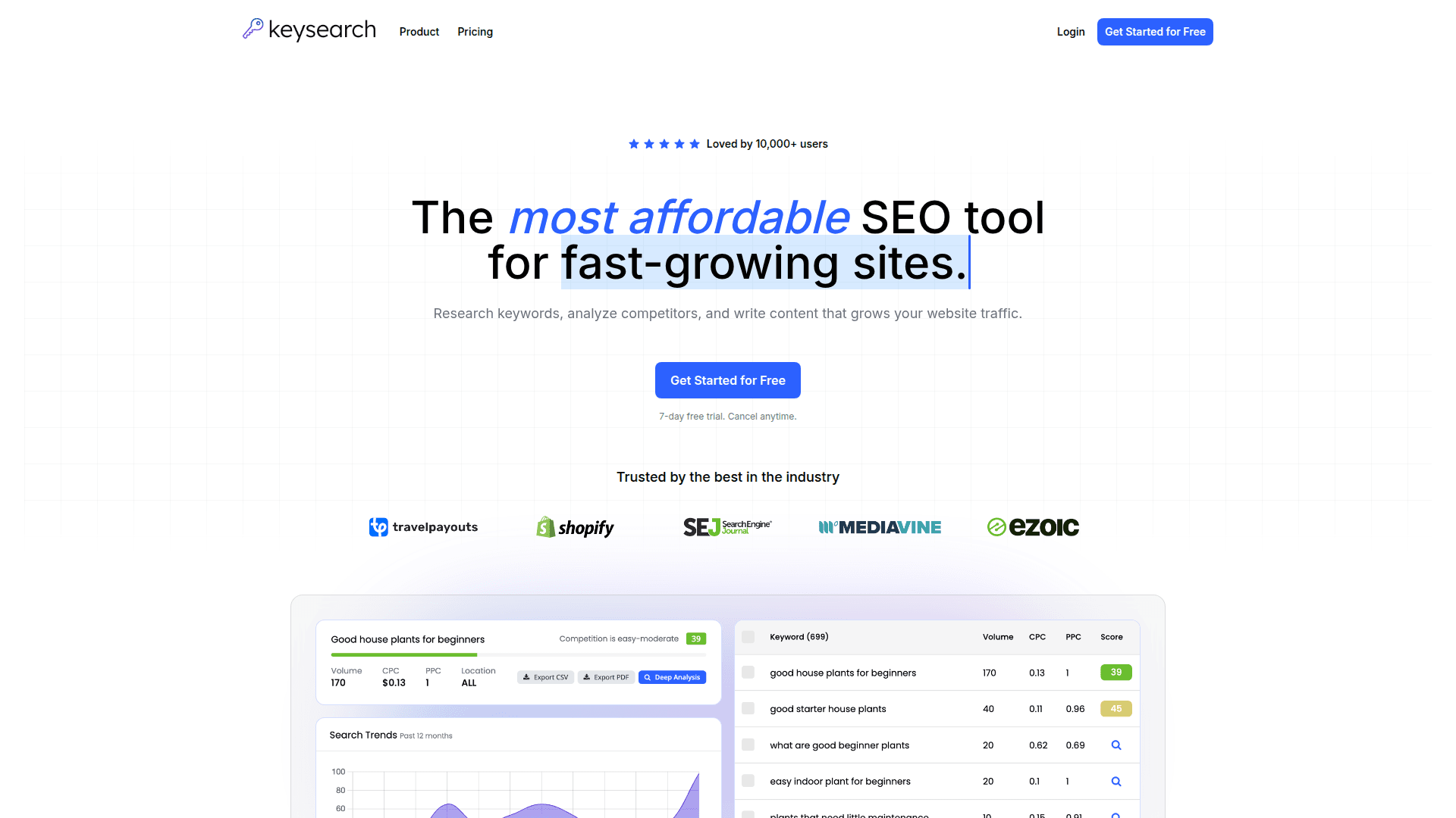 Keysearch dashboard screenshot