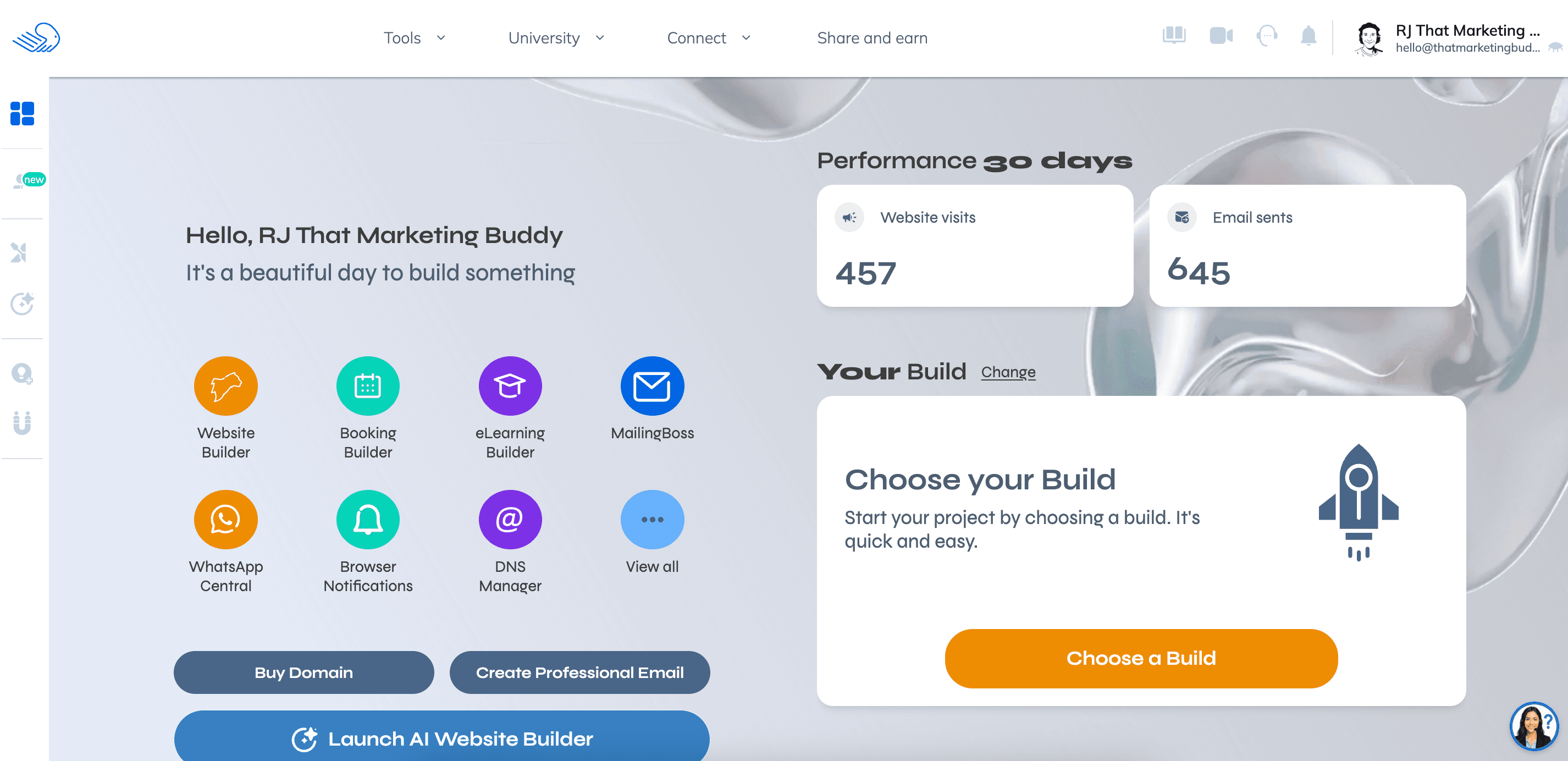 Builderall dashboard screenshot