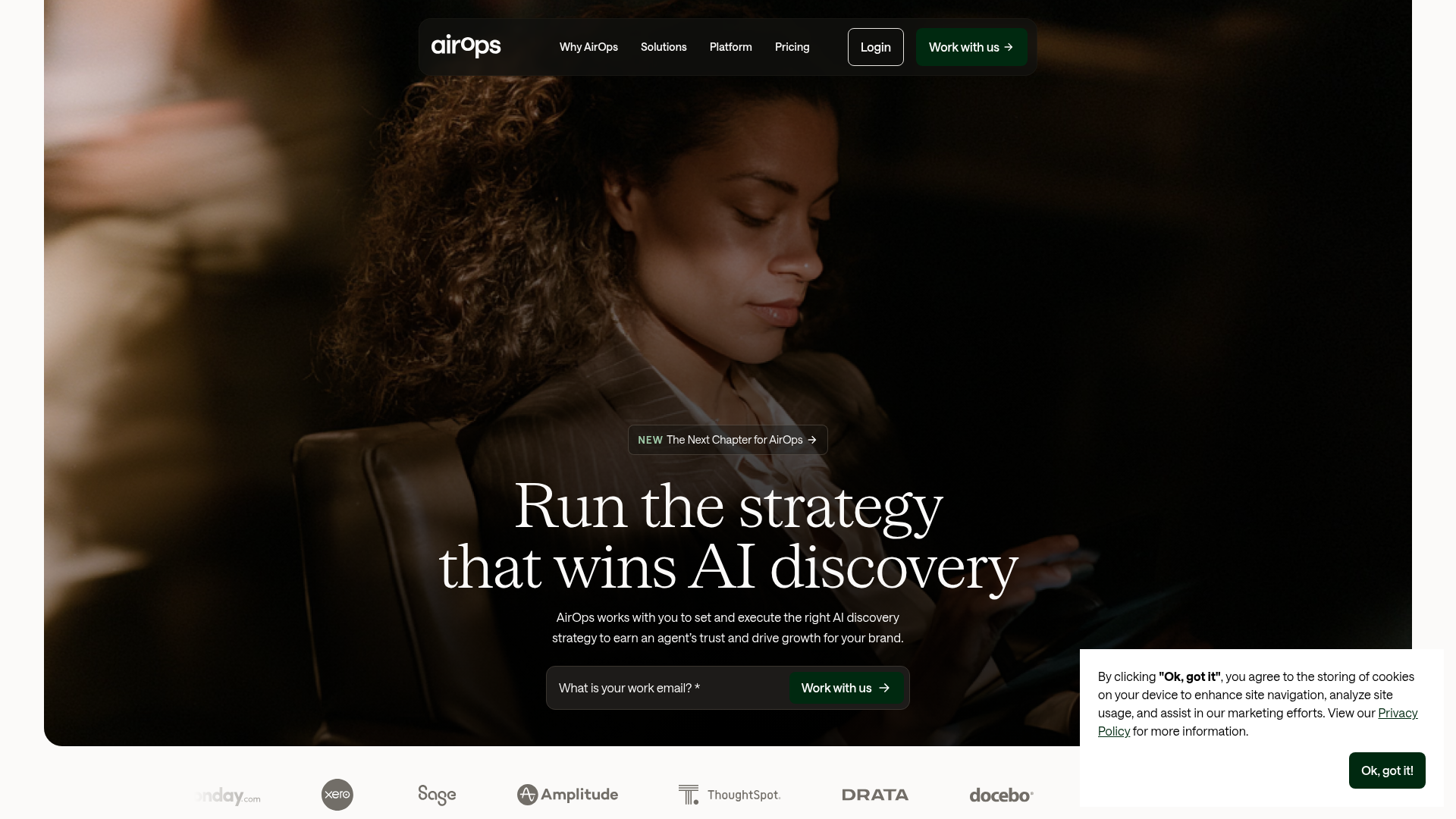 AirOps homepage showing its current product positioning