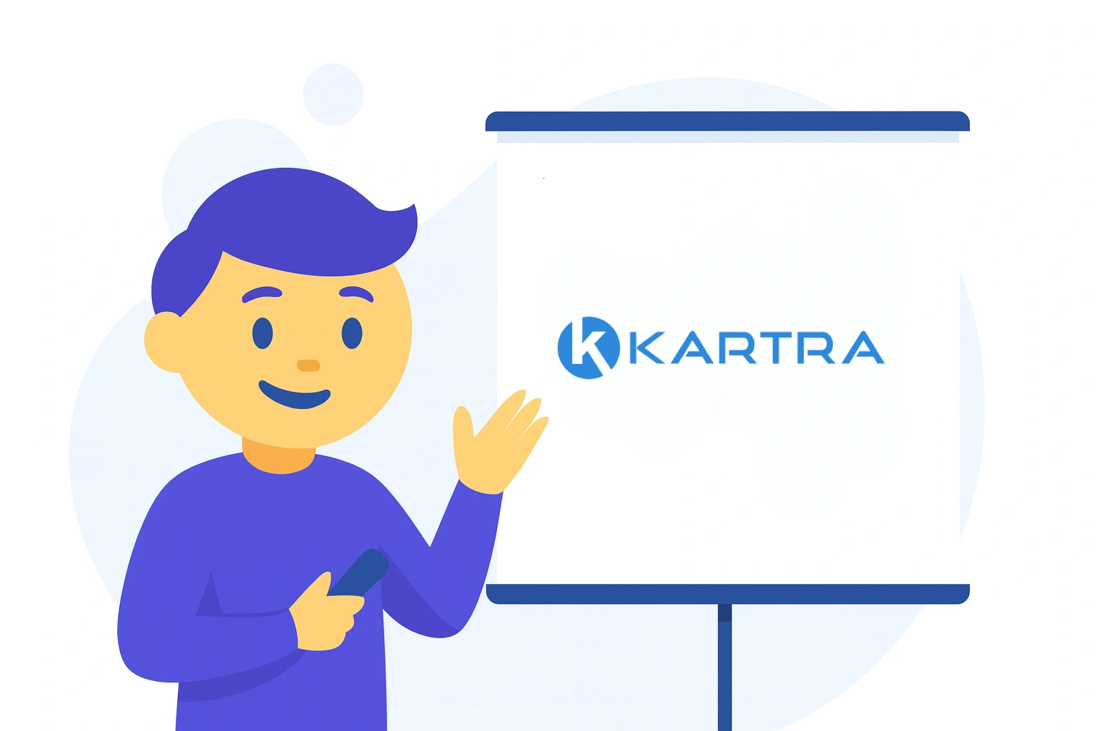 Kartra review illustration showing That Marketing Buddy mascot with Kartra logo