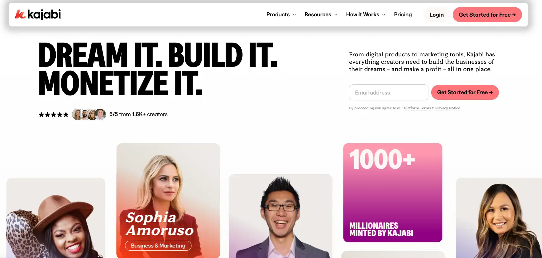 Kajabi overview page showcasing features for creators and educators (2025)