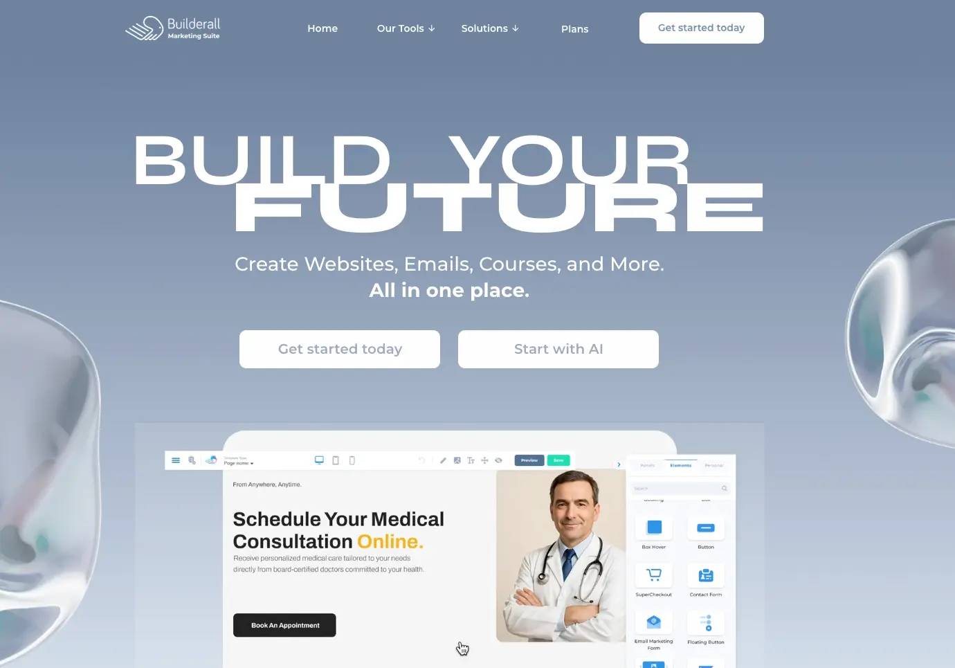 Builderall website overview showing features for digital marketers (2025)